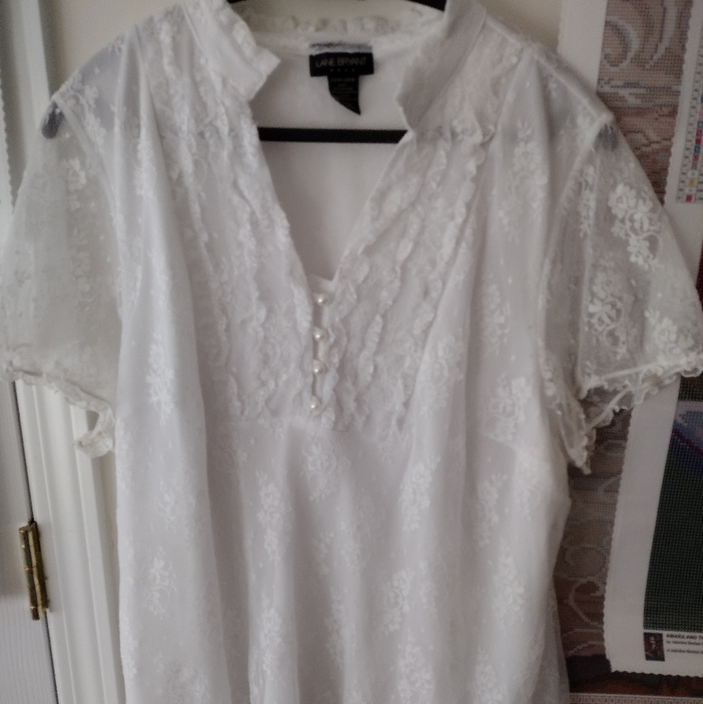 Lane Bryant White Lace Blouse
